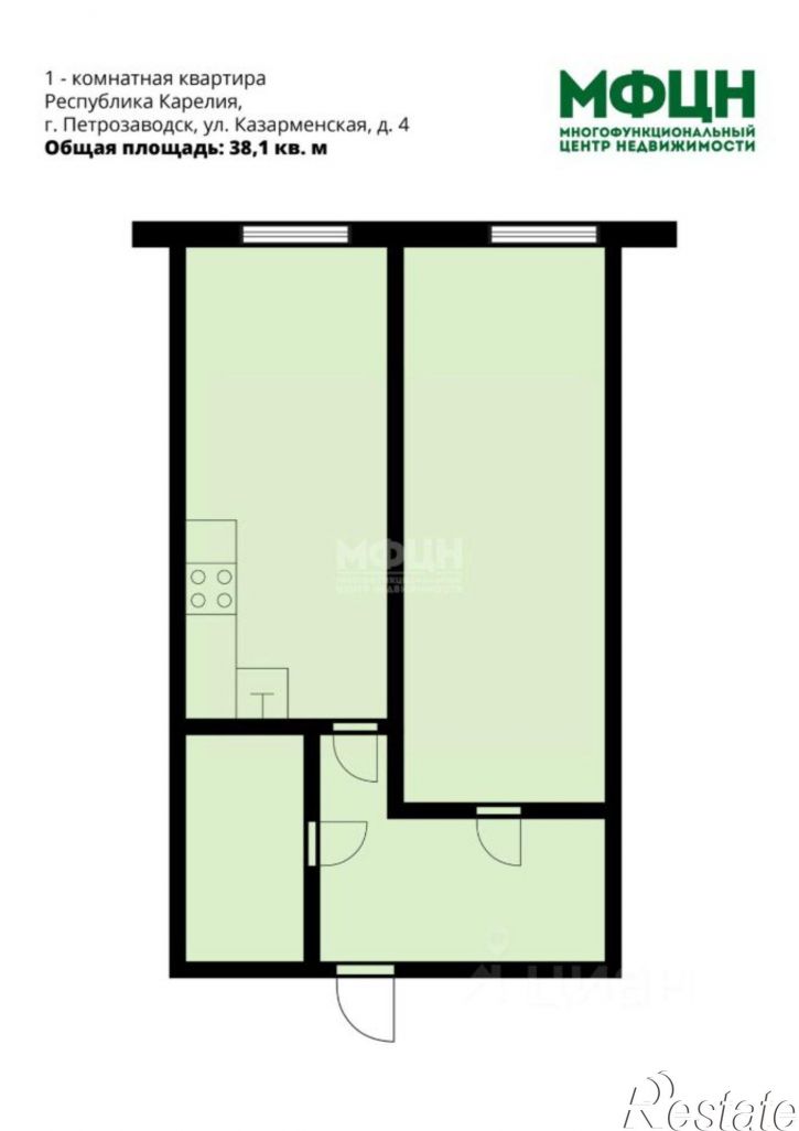 1-комн квартира ул Казарменская, 4,  д. 4