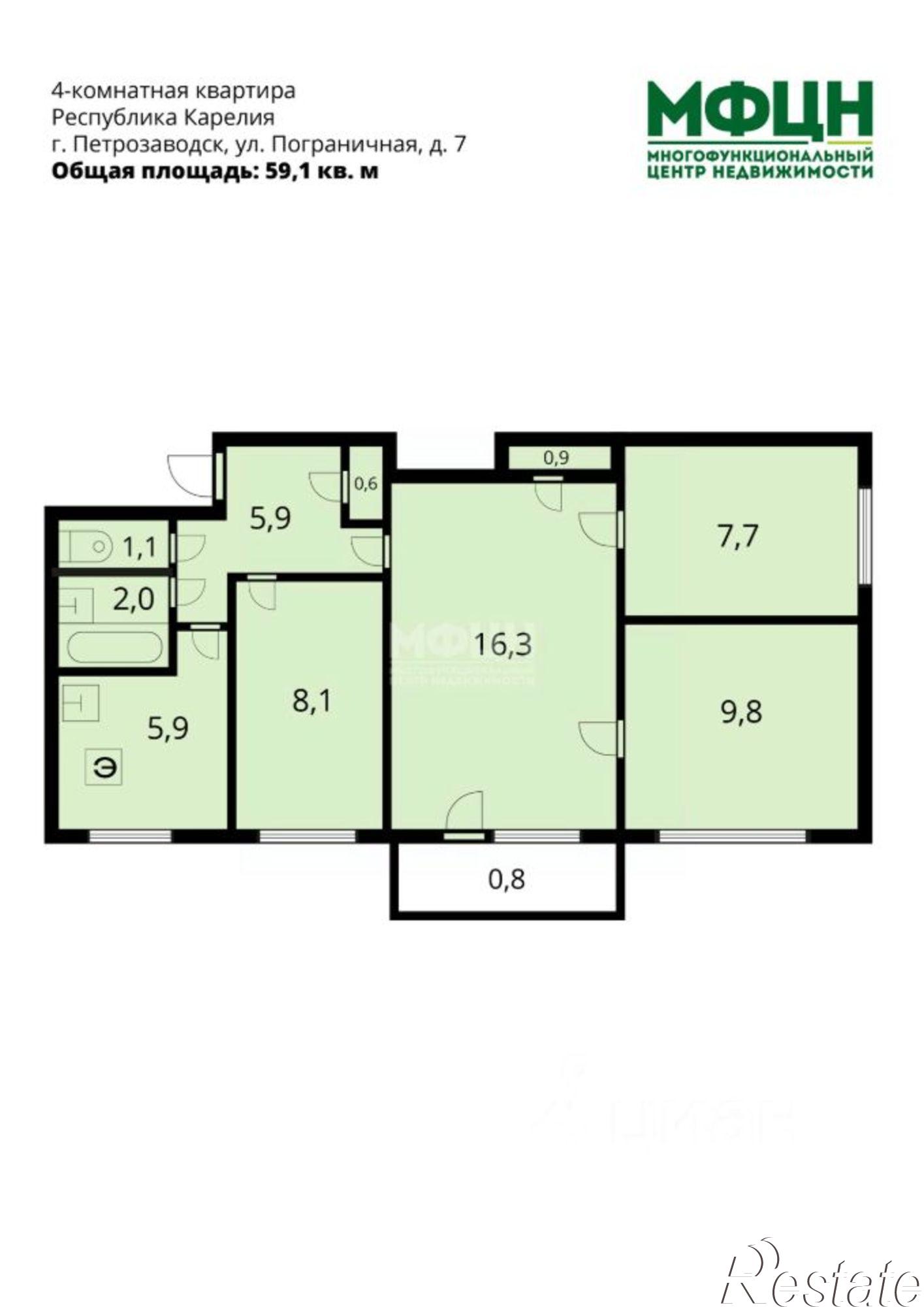 Купить квартиру за 4 500 000 рублей на Пограничная улица, 7