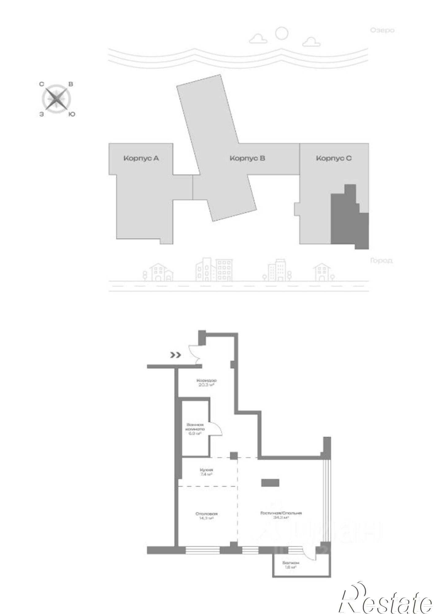 Купить квартиру за 26 611 200 рублей на Озёрный переулок, 2