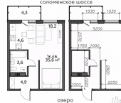 2-комн, 35 кв м, этаж 3/25 Тапиола, 2 к1