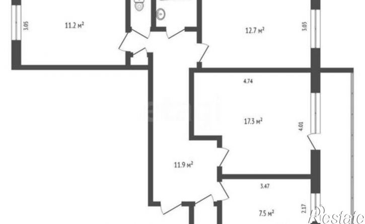 3-комн квартира улица Софьи Ковалевской, 7,  д. 7