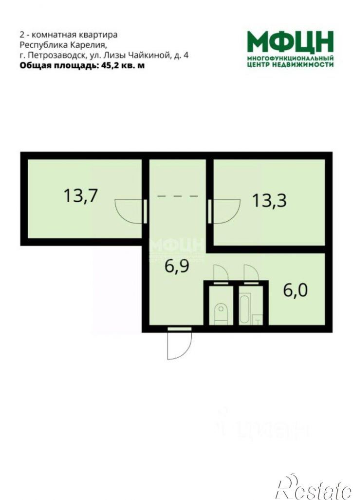 2-комн квартира ул Лизы Чайкиной, 4,  д. 4
