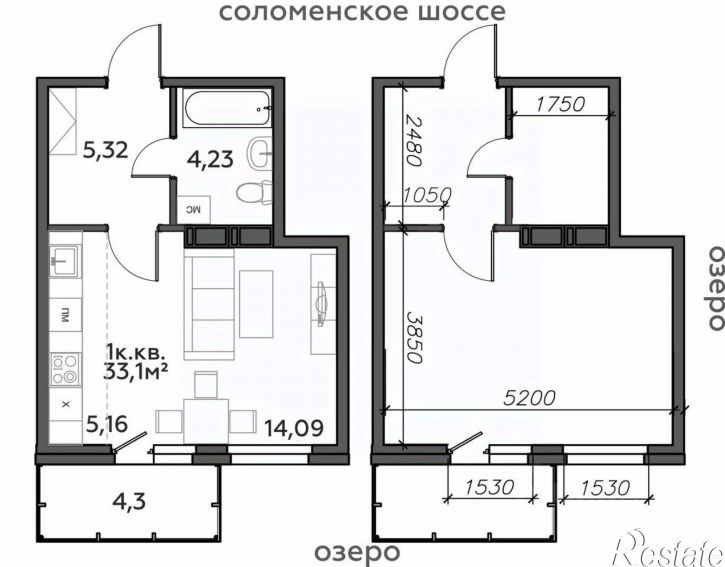 1-комн квартира в новом доме Соломенское шоссе