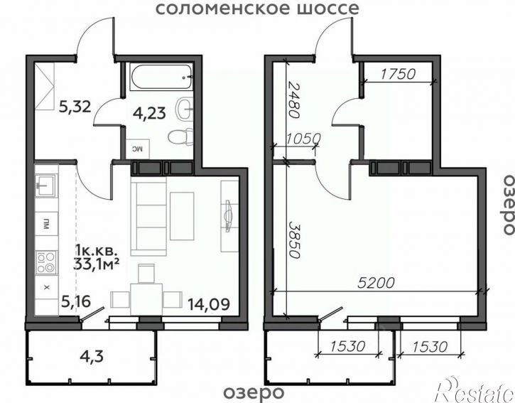 1-комн квартира в новом доме Соломенское шоссе