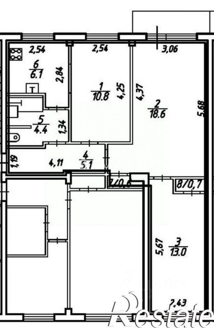 3-комн квартира Лесная улица, 26,  д. 26