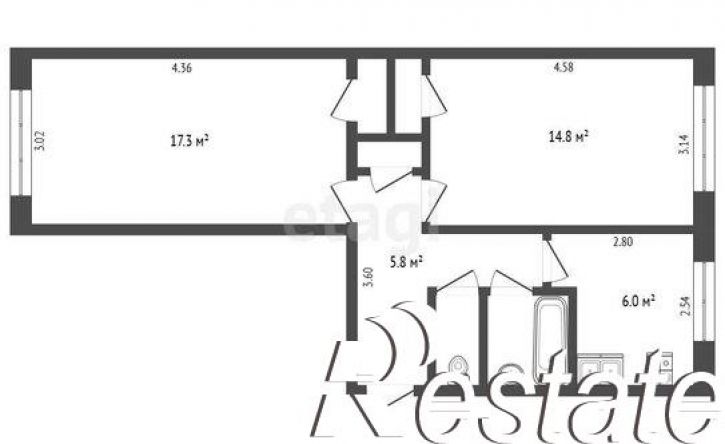 2-комн квартира улица Петрова, 5А,  д. 5А